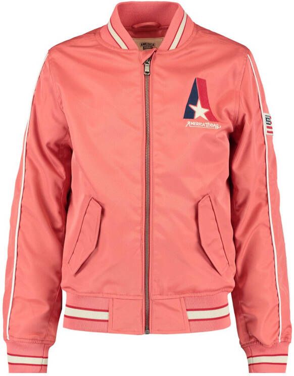 America Today Junior bomberjack tussen Jessie met contrastbies koraalrood