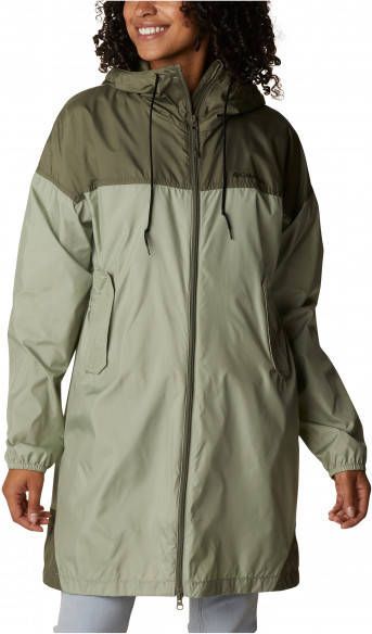 Columbia Women's Flash Challenger Long Windbreaker Lange jas, olijfgroen