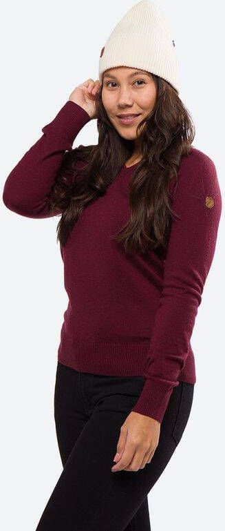 Fjällräven Sörmland V-Neck Trui Dames Rood/Donkerrood