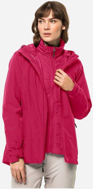 Jack Wolfskin Glaabach 3In1 Dames Jas Rood