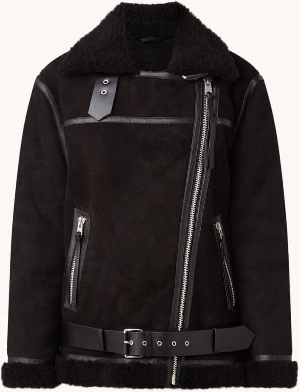 AllSaints Rei lammy coat van schapenleer