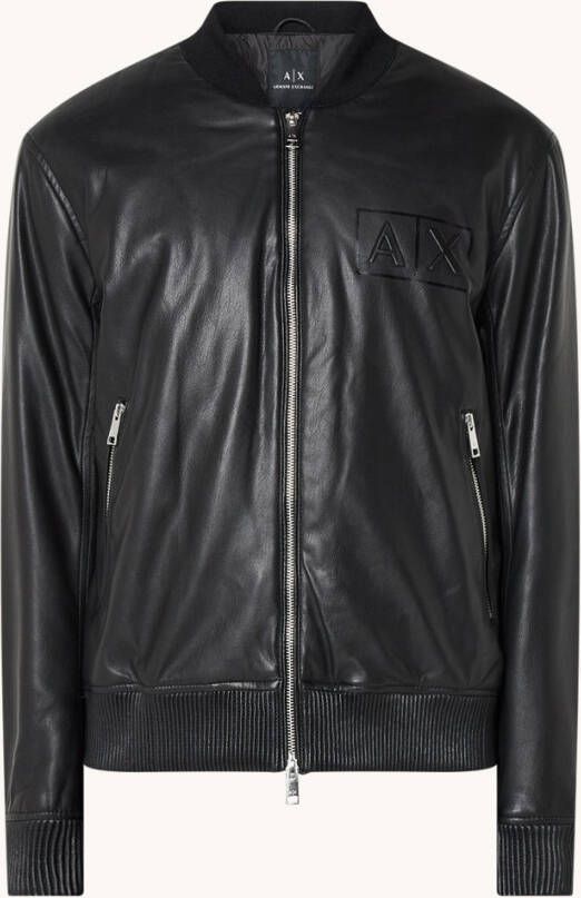 Armani Exchange Bomberjack van imitatieleer met front en backprint