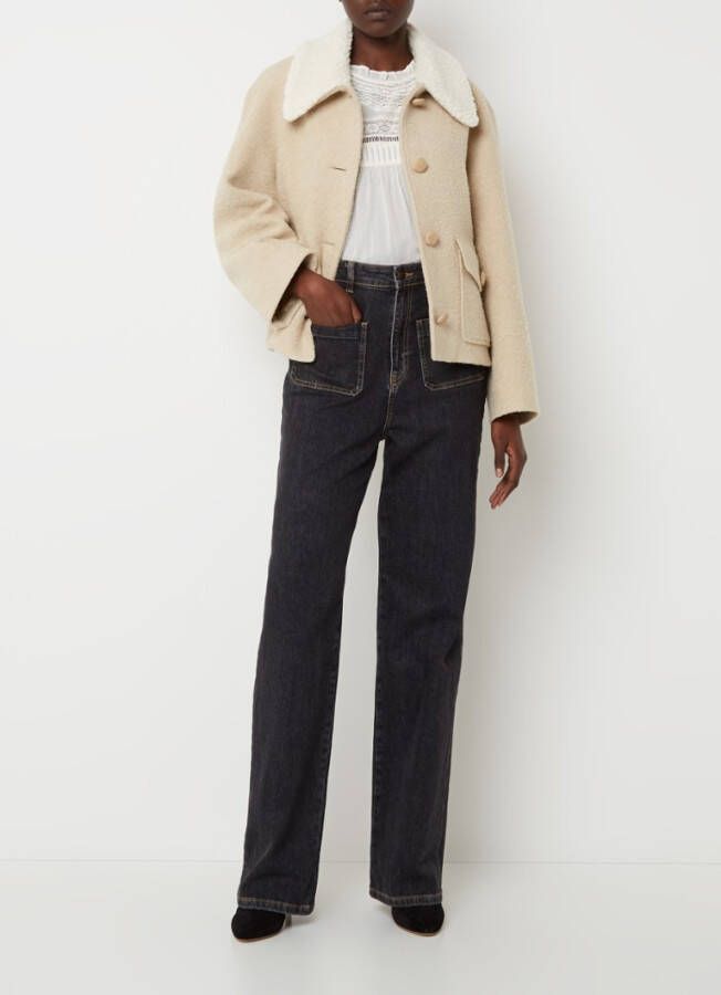 BA&SH Anto jack in wolblend met teddy kraag