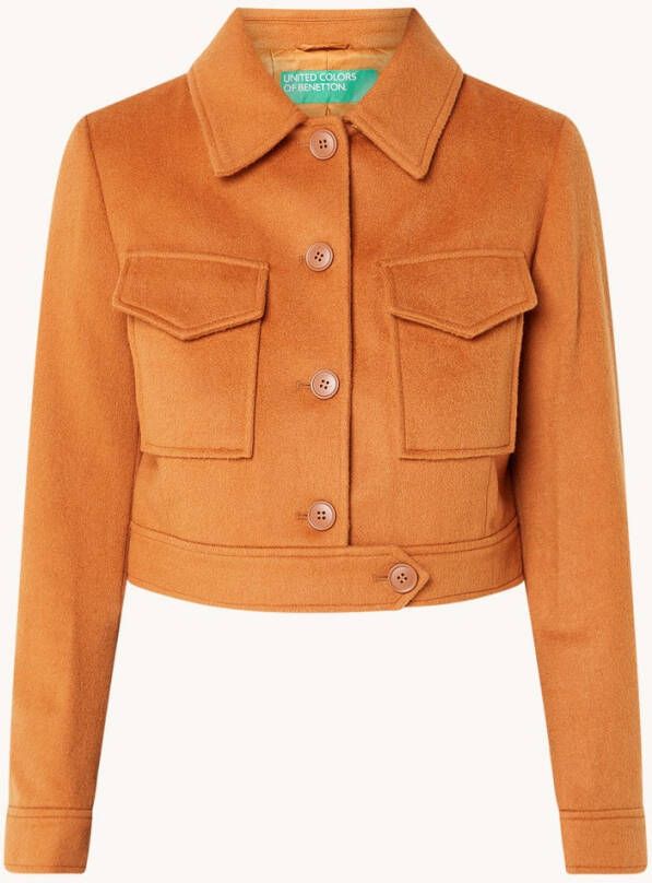 Benetton Cropped jack in wolblend met klepzakken