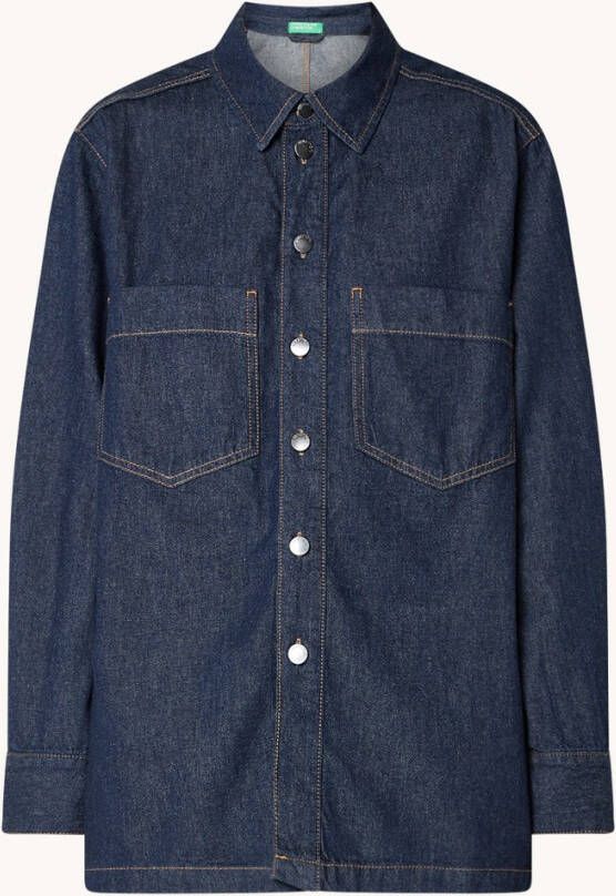 Benetton Overshirt van denim met opgestikte zakken