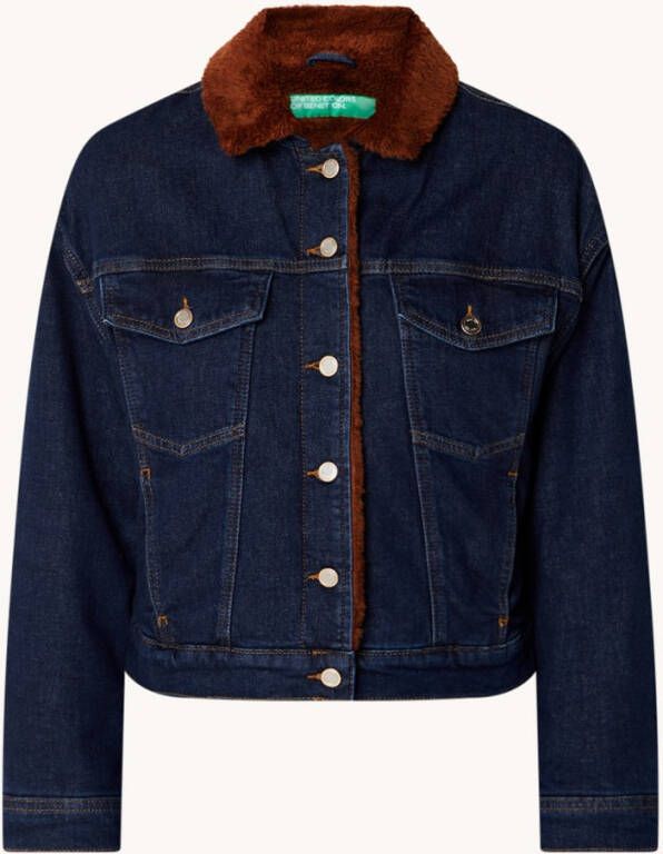 Benetton Spijkerjas met imitatiebont en steekzakken