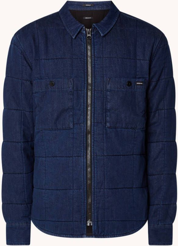 Denham Denver overshirt van denim met quilt patroon