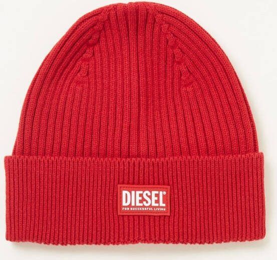 Diesel Ribgebreide muts in wolblend