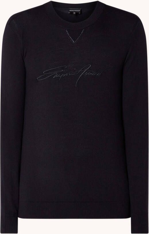 Emporio Armani Fijngebreide pullover van wol met logoborduring