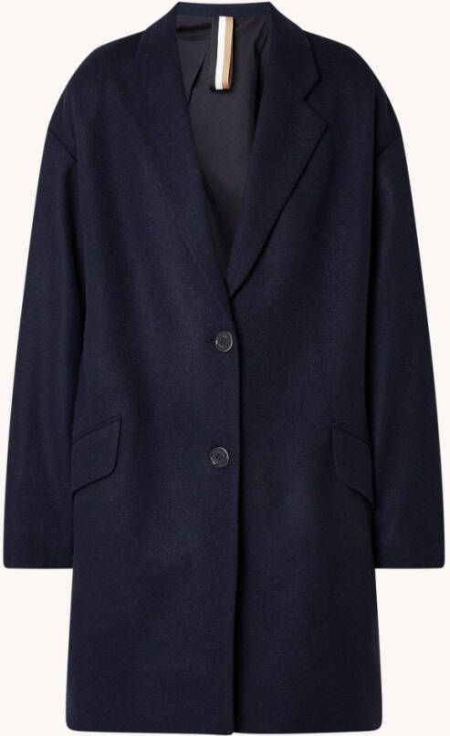 Hugo Boss Casetto oversized mantel in wolblend met klepzakken