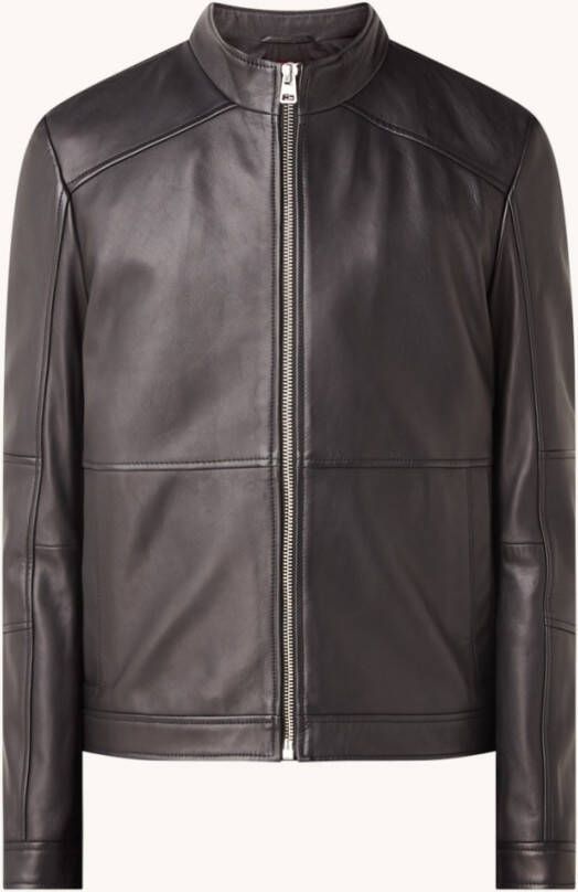 Hugo Boss Lokis bikerjack van lamsleer met steekzakken