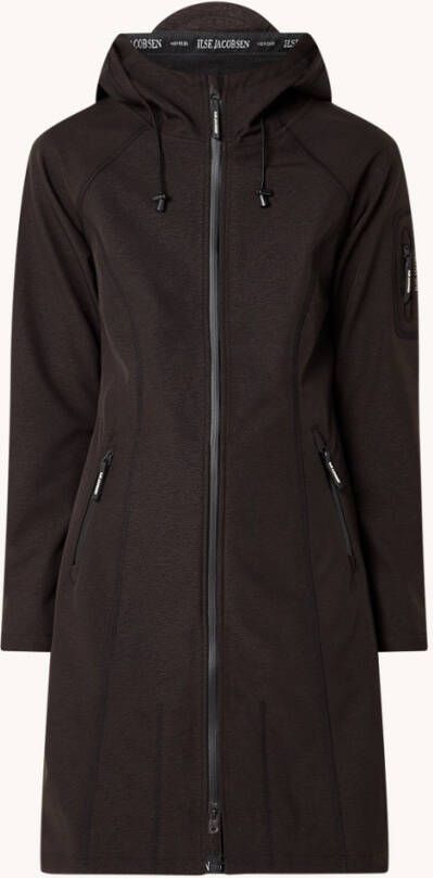 Ilse Jacobsen Long Rain Coat Dames(Softshell Lange Vorm)Zwart