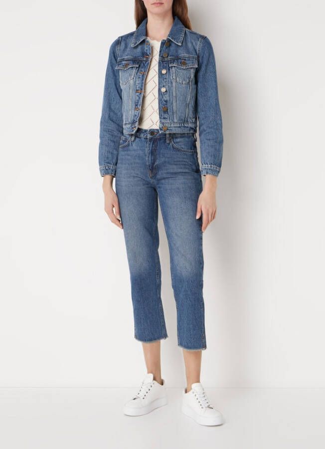 L.K.Bennett L K Bennett Cropped spijkerjack met klep en steekzakken