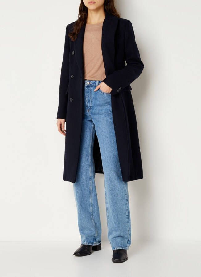 Mango Lipstick double breasted mantel in wolblend met klepzakken