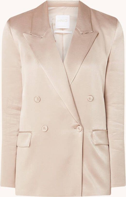 Mango Nico double breasted blazer van satijn met klepzakken