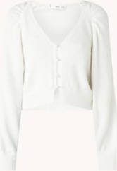 Mango Sintra fijngebreid cropped vest met pofmouw