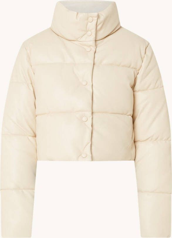 Mango Crankito cropped puffer jack van imitatieleer