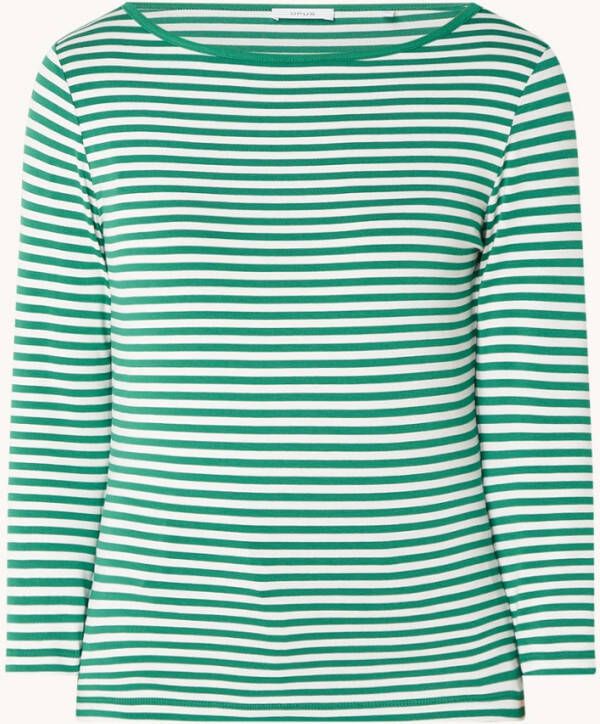 Opus Sopili T shirt met driekwart mouw en streepprint