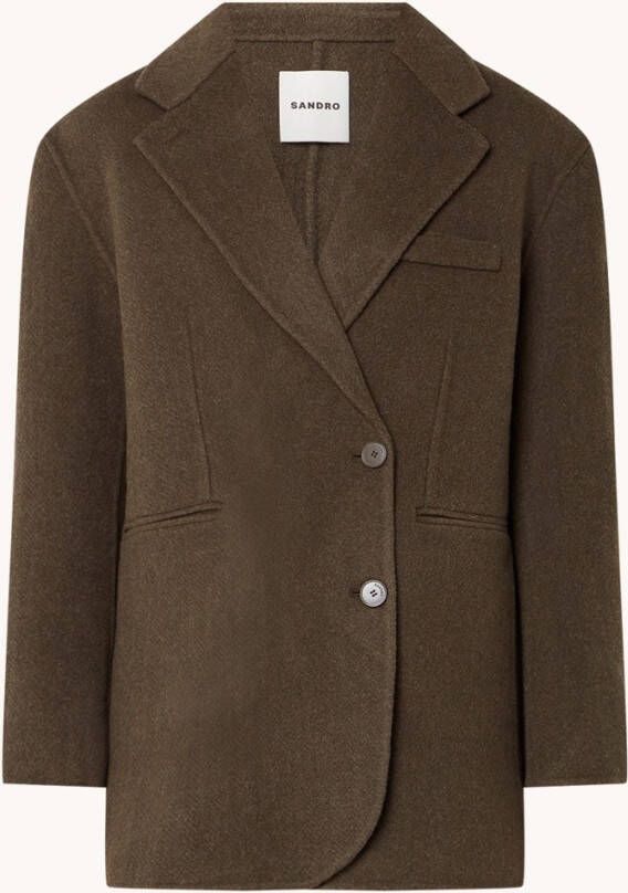 sandro Mantel in wolblend met steekzakken