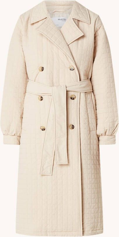 Selected Femme Nanna doorgestikte mantel met pofmouw