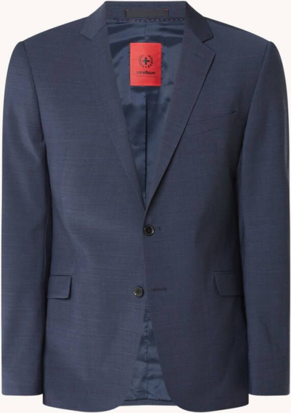 Strellson Allen slim fit colbert in wolblend met klepzakken