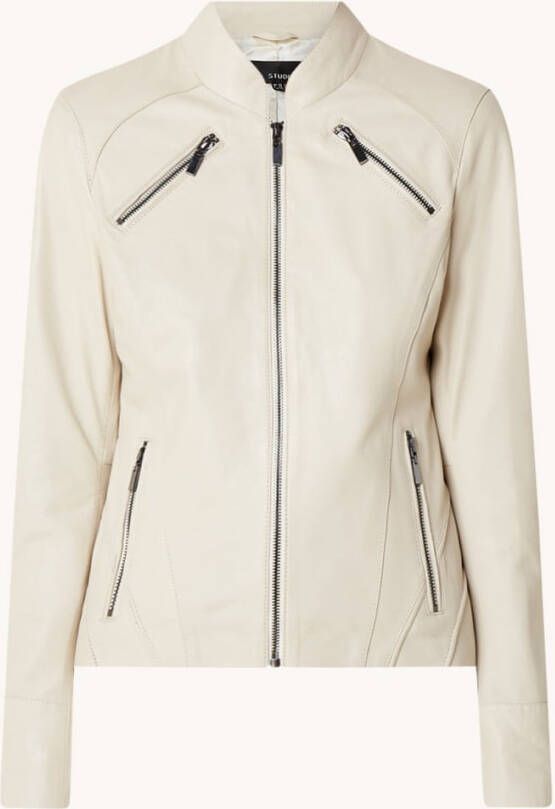 STUDIO AR by Arma Willow bikerjack van schapenleer met ritszakken