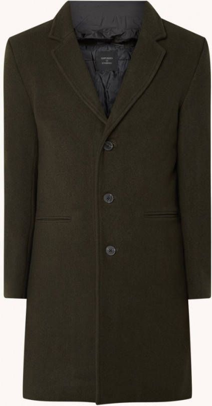 Superdry Gewatteerde mantel in wolblend met paspelzakken