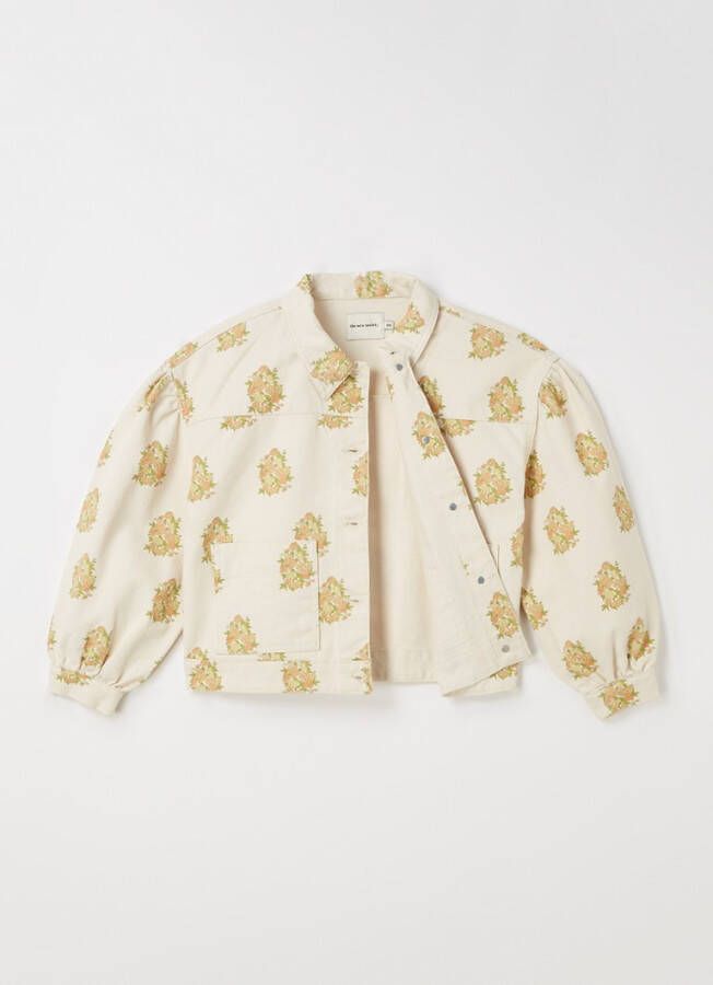The New Society Loretta jack van denim met bloemenprint en ballonmouw