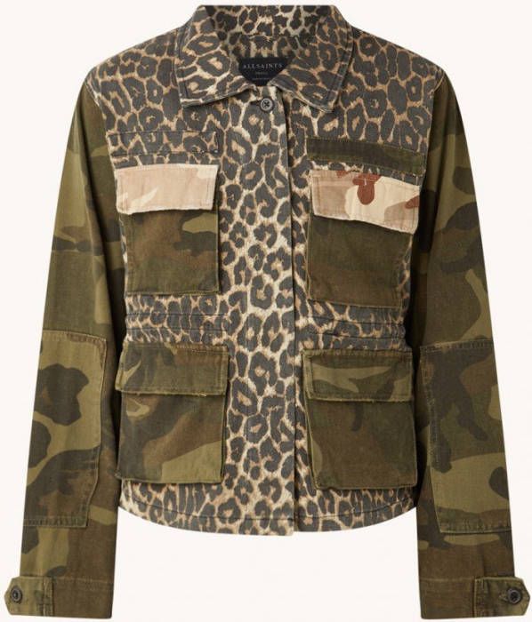 AllSaints Finch spijkerjas met print en klepzakken