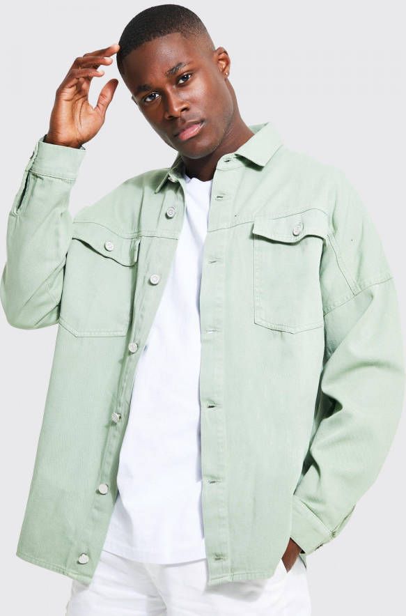 boohoo Gebleekte Overdye Spijkerjas, Green