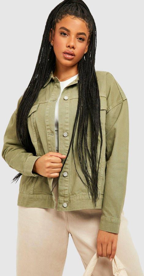 boohoo Plus Canvas Keperstof Utility Tussenjas, Khaki