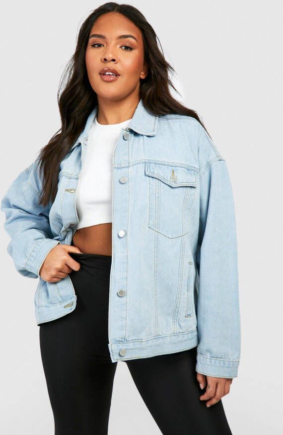 boohoo Plus Cowboy Spijkerjas, Acid Wash Light Blue