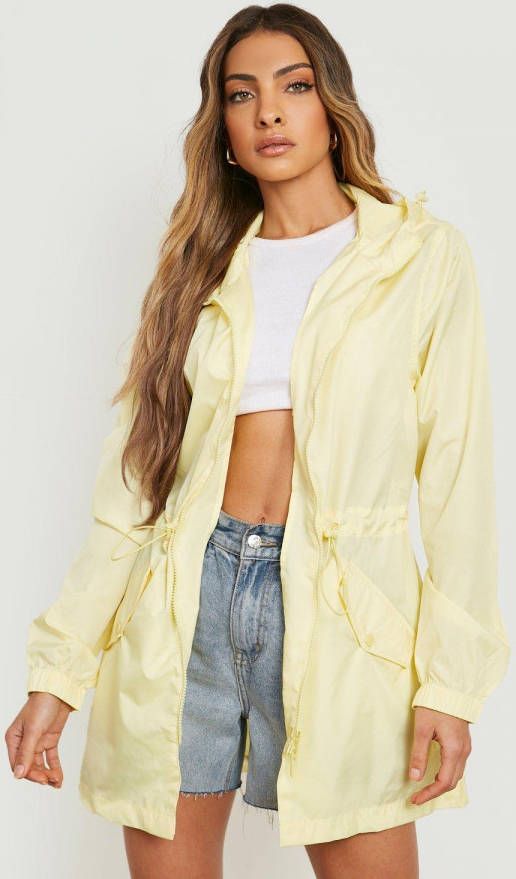 boohoo Regenjas Met Capuchon En Touwtjes, Yellow