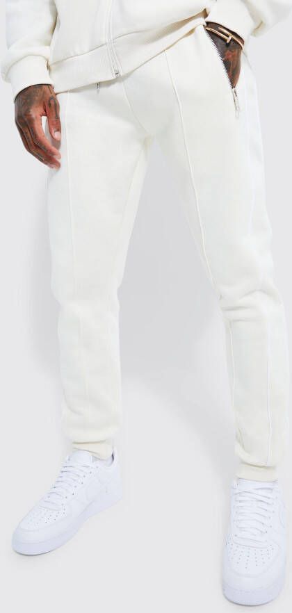 boohoo Skinny Fit Joggingbroek Met Biezen, Ecru