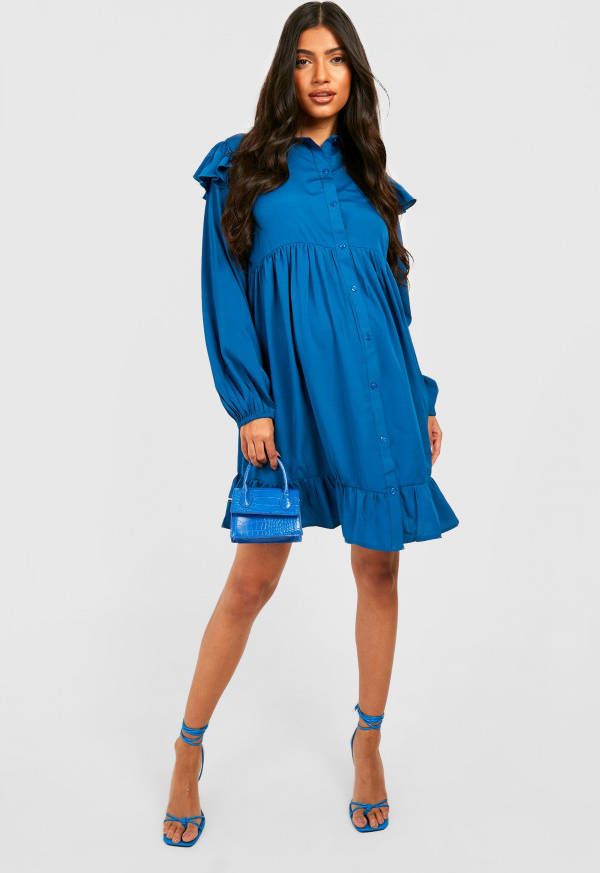 boohoo Zwangerschap Gesmokte Jurk Met Ruches, Teal