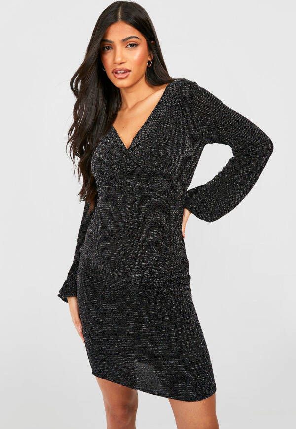 boohoo Zwangerschap Glitter Mini Wikkel Jurk, Multi