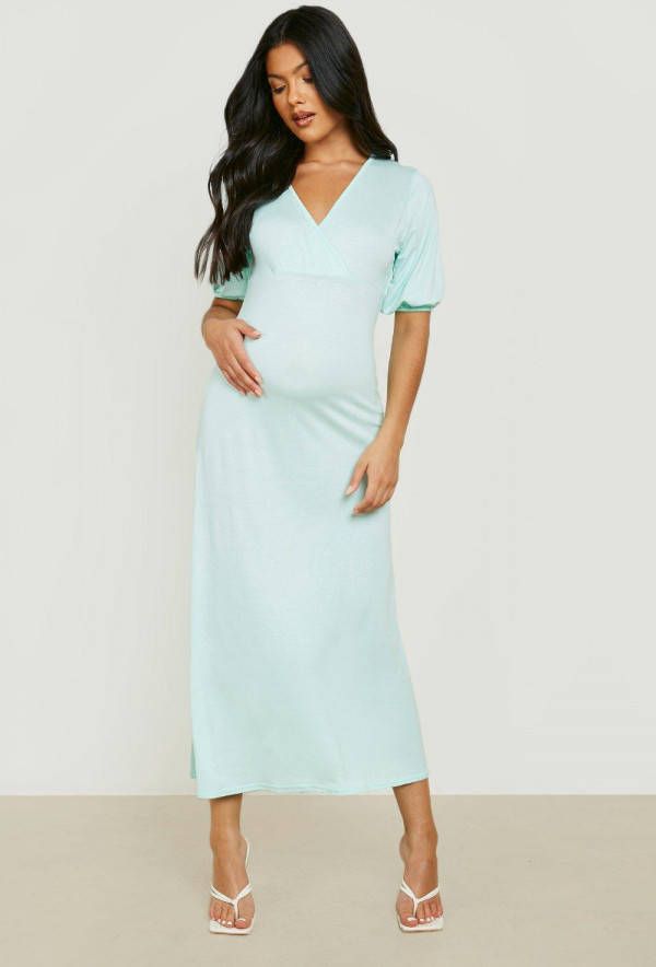 boohoo Zwangerschap Midaxi Wikkel Jurk, Mint