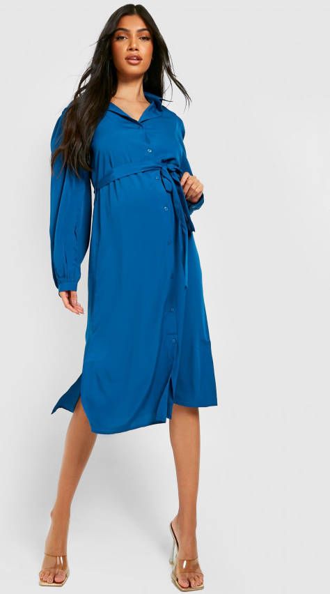 boohoo Zwangerschap Midi Blouse Jurk, Teal