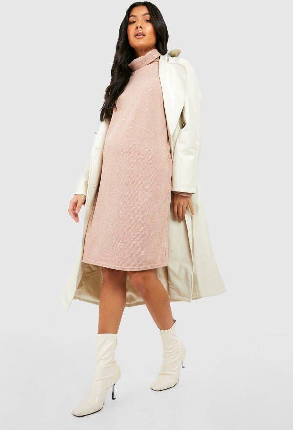 boohoo Zwangerschap Sweatshirt Jurk Met Col, Camel