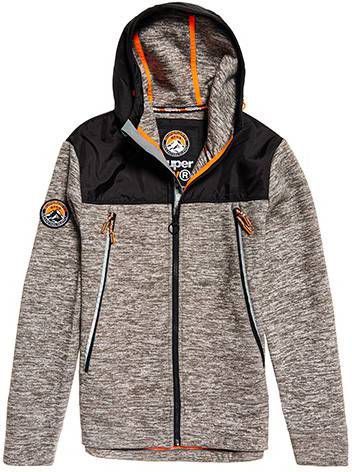 Superdry vest capuchon grijs melange rits