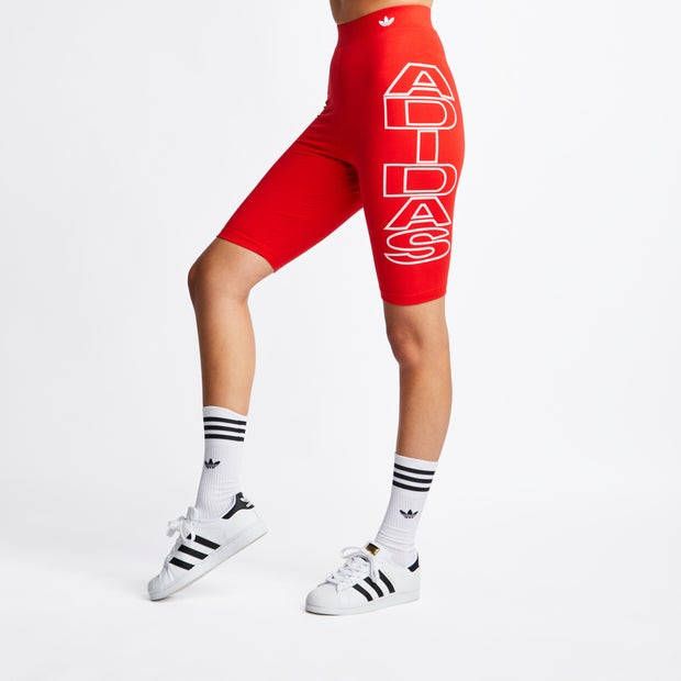 Adidas Mid waist Letter Short Tights Dames Korte Broeken Red 92% Katoen, 8% Elastaan