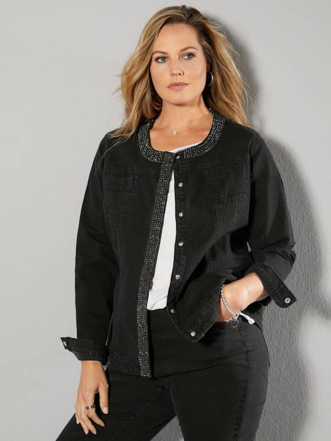 MIAMODA Spijkerjasje met duurzaam geteeld katoen Zwart