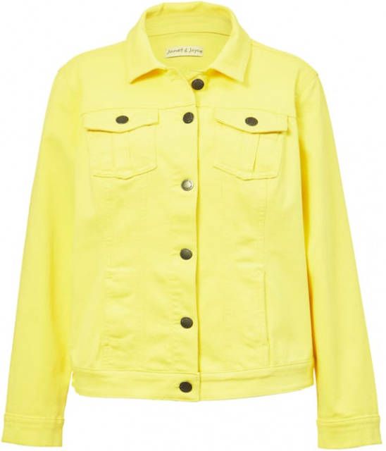 Janet & Joyce Spijkerjasje in modieus colordenim Citroengeel