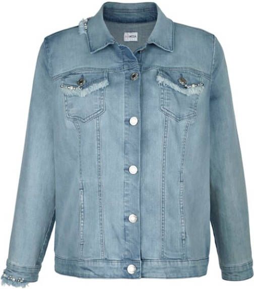 MIAMODA Spijkerjasje met kraaltjesversiering Blue bleached