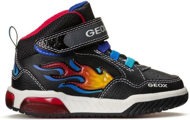 Geox J inek sneakers zwart Imitatieleer