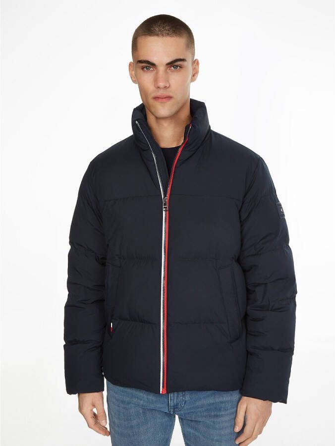Tommy Hilfiger Donkerblauwe Gewatteerde Jas Hilfiger Down Stand Collar Jkt