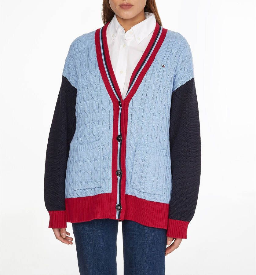 Tommy Hilfiger Vest met knoopsluiting in kabeltricot