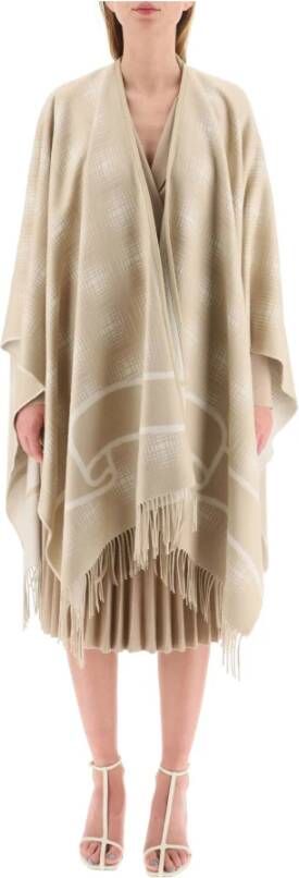 Agnona Silk drap poncho , Beige, Dames