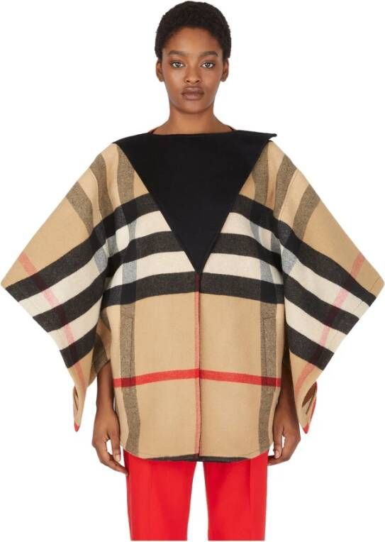Burberry Kenmerkende check cape jacket , Beige, Dames