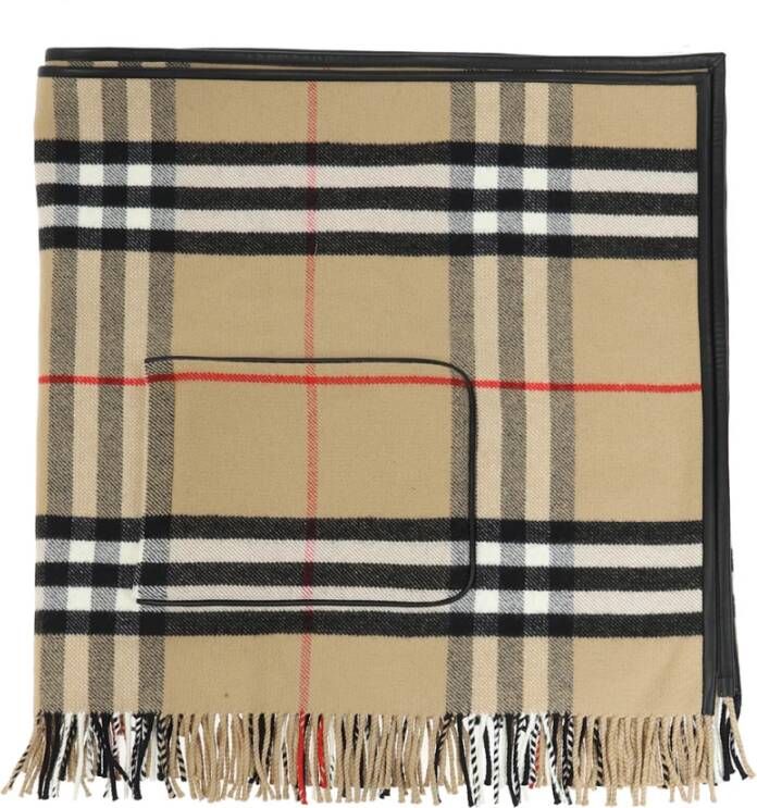 Burberry Poncho in kasjmierblend met lamsleren details 220 x 60 cm